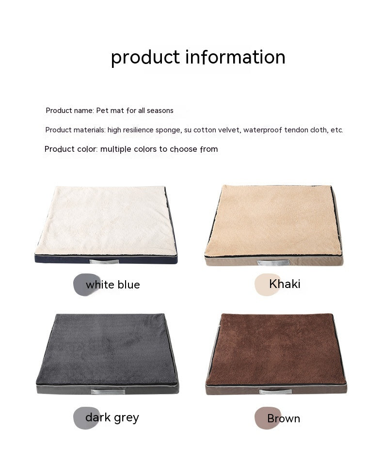 Pet mat product information with color options on a white background