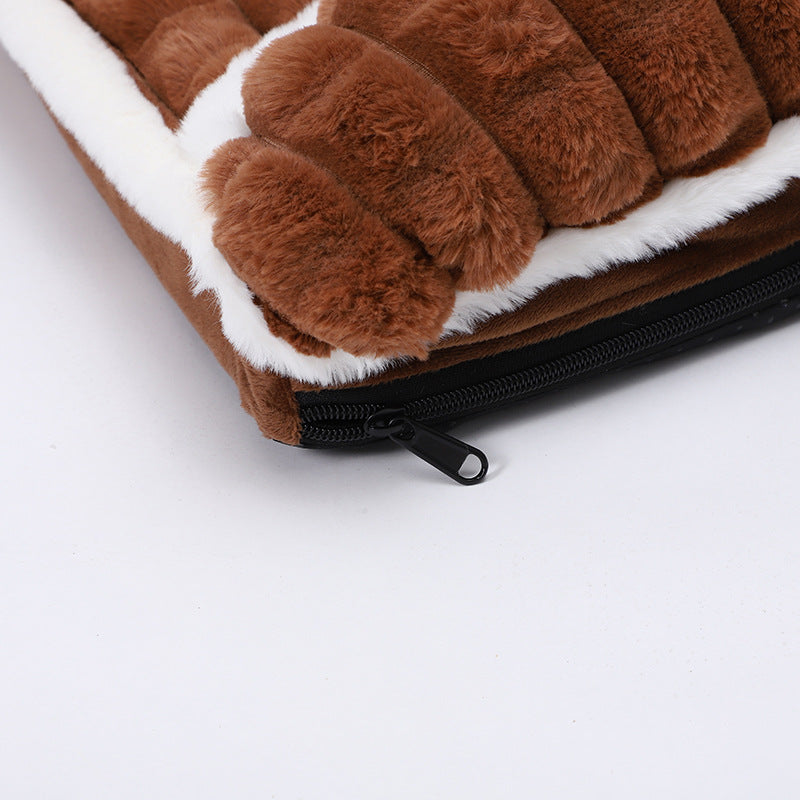 Large Grid Rabbit Fur Pet Floor Mat