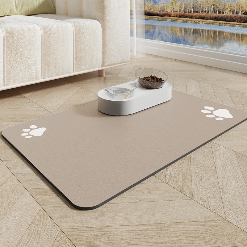 Pet mat with paw prints in a living room setting