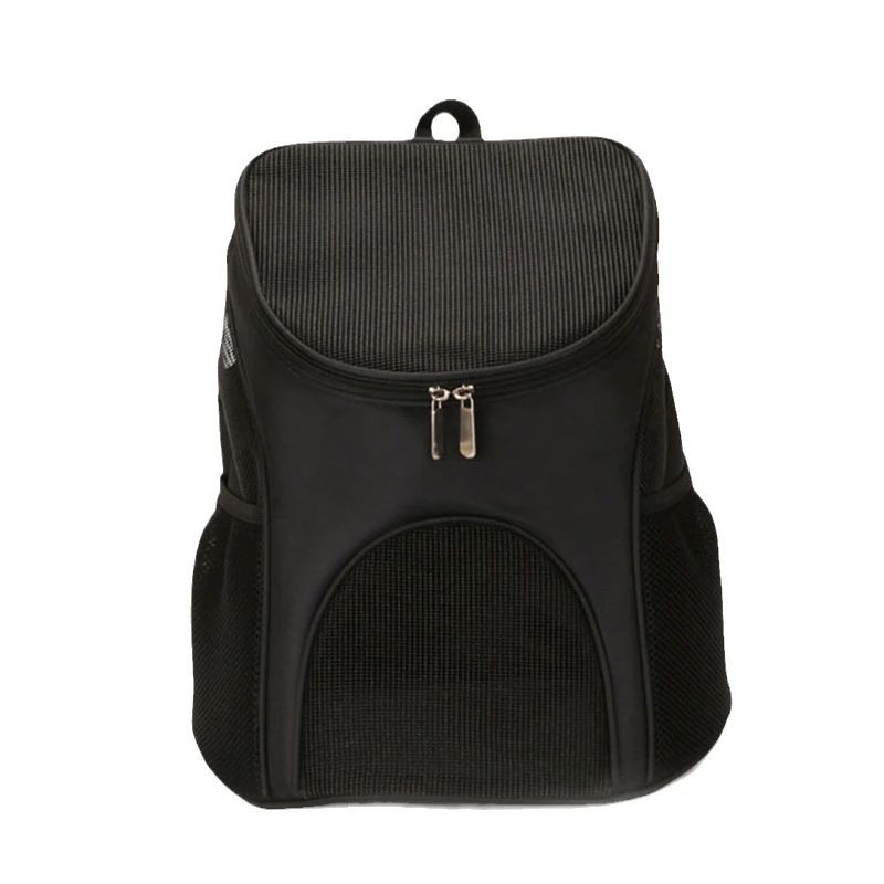Black pet carrier backpack on a white background