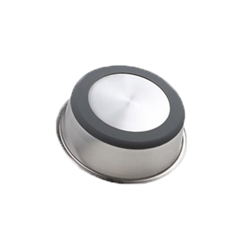 Metallic object with a black rim on a white background
