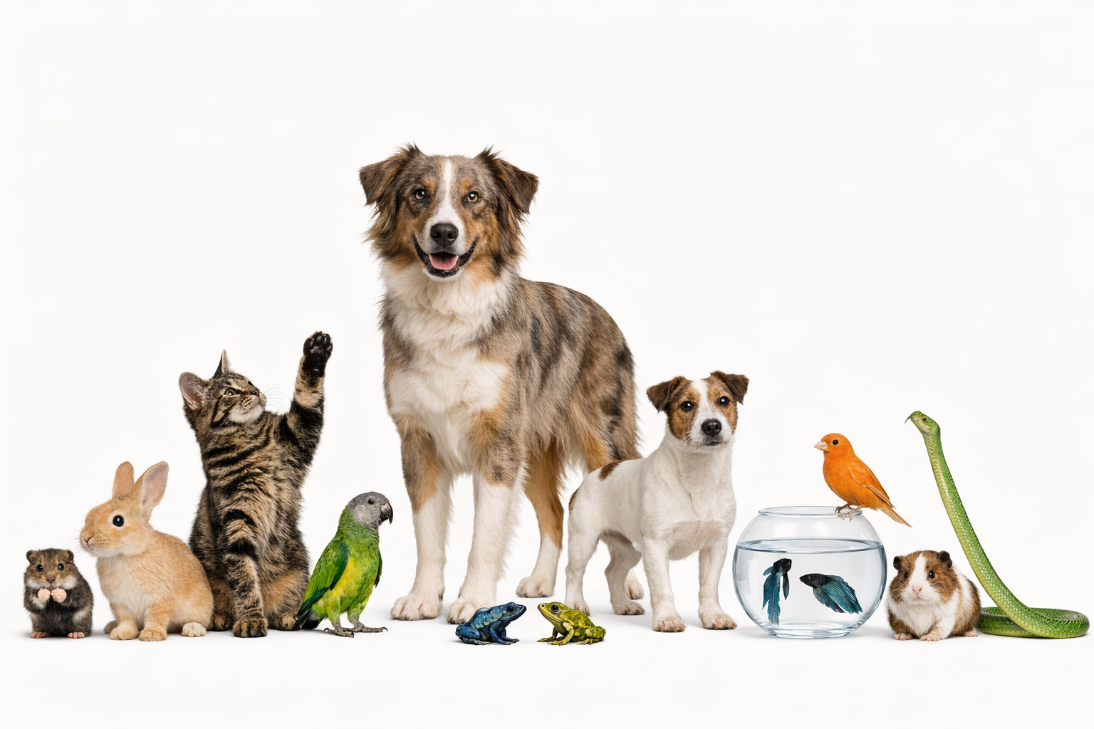 Dog, cat, birds, fish and other pets on white background – Pet1st Australia